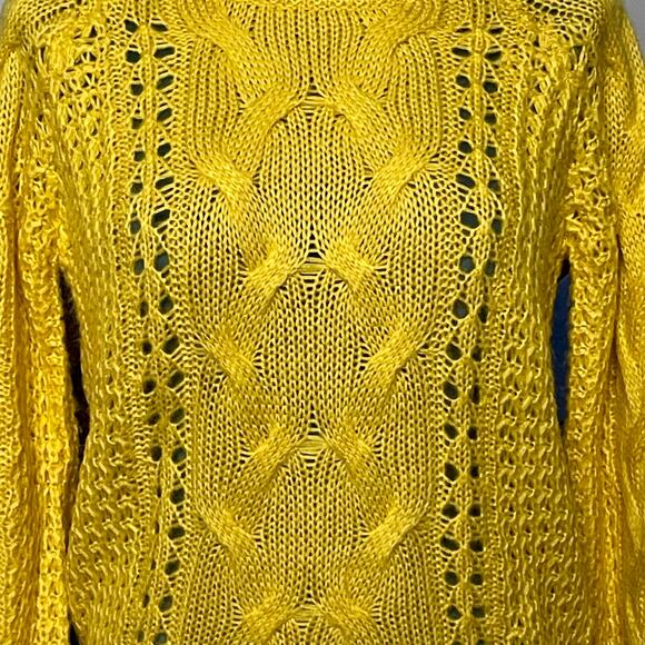 Heartloom yellow cable knit open-stitch sweater, size S - Picture 4 of 10